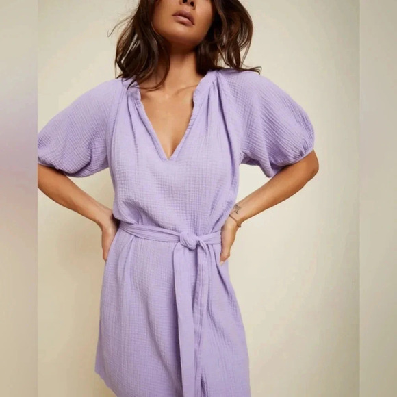 Nation LTD Finley Belted Easy Dress NWT, Lavender Fields, Medium, Made in USA - Picture 2 of 6